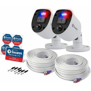 CCTV Cameras: Swann 1080SL Full HD 1080p Enforcer Bullet CCTV Camera Flashing Lights DVR 4680 - Twin Pack
