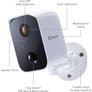 CCTV Cameras: SWANN SWIFI-CORECAM 1080p HD WiFi Rechargeable Security Camera 2 Way Audio 32gb SD (Twin Pack)