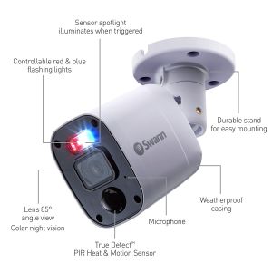 CCTV Cameras: Swann PRO-1080MQB 1080p Enforcer Bullet CCTV Camera Flash Light Siren Audio 4680 x 1 