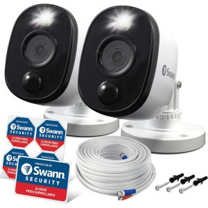 2x Swann PRO 1080MSFB Heat-Sensing 1080p HD Flash Bullet Cameras CCTV